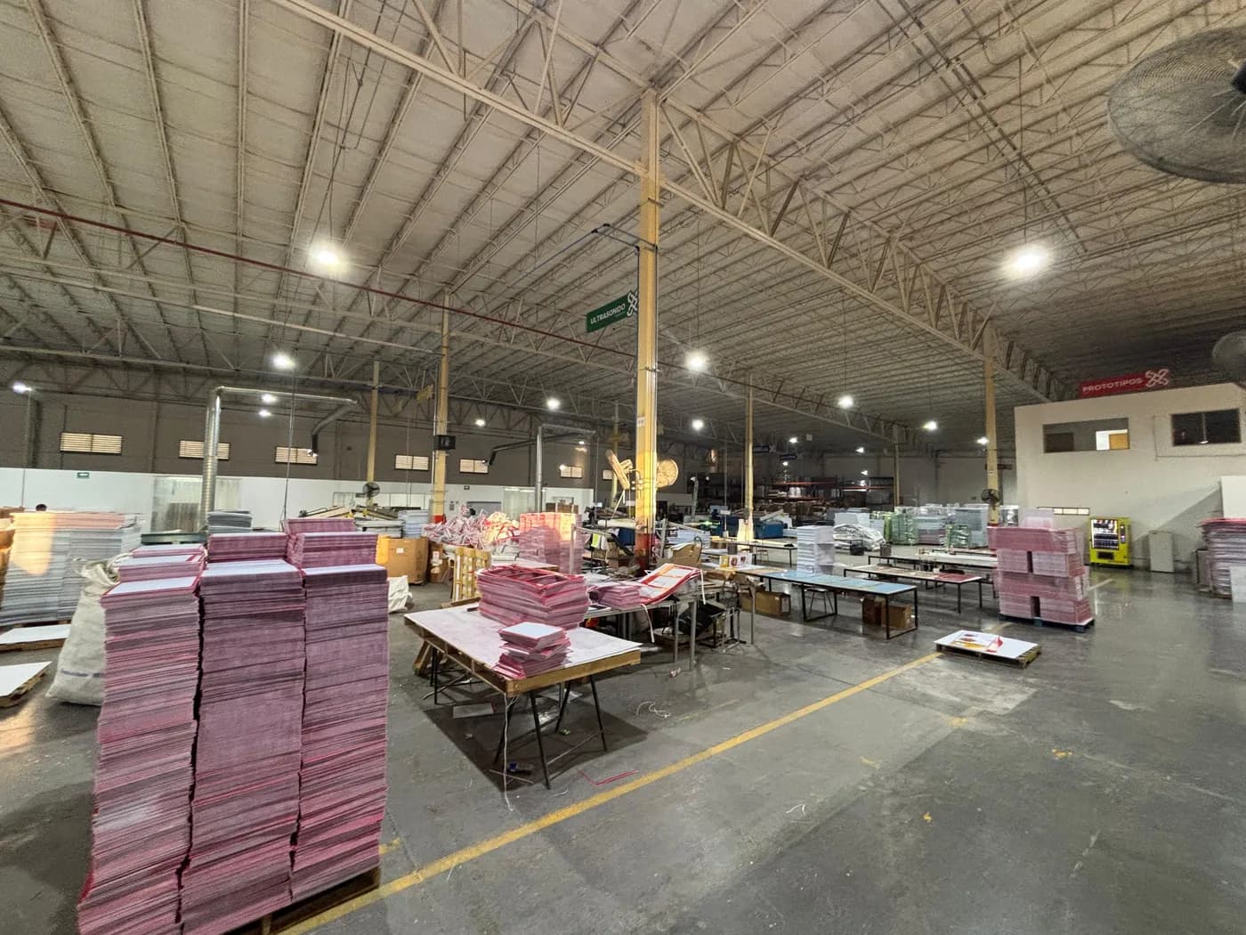 Inside the Cassium plant: finishing area with corrugated sheet in process